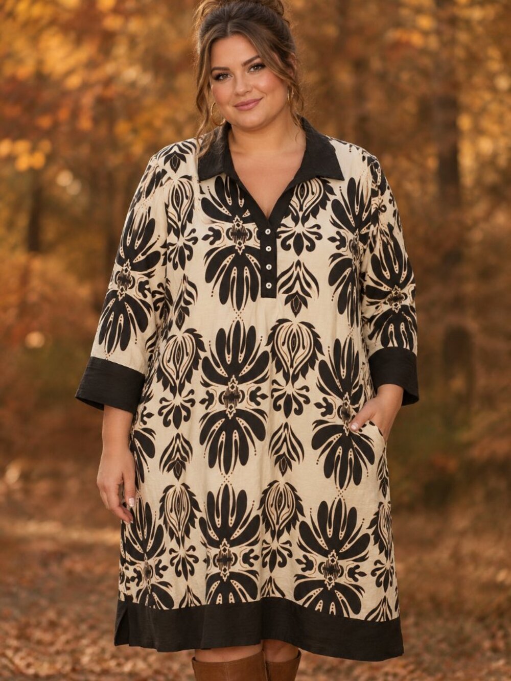 She +sky 2x mini dress with cream and brown